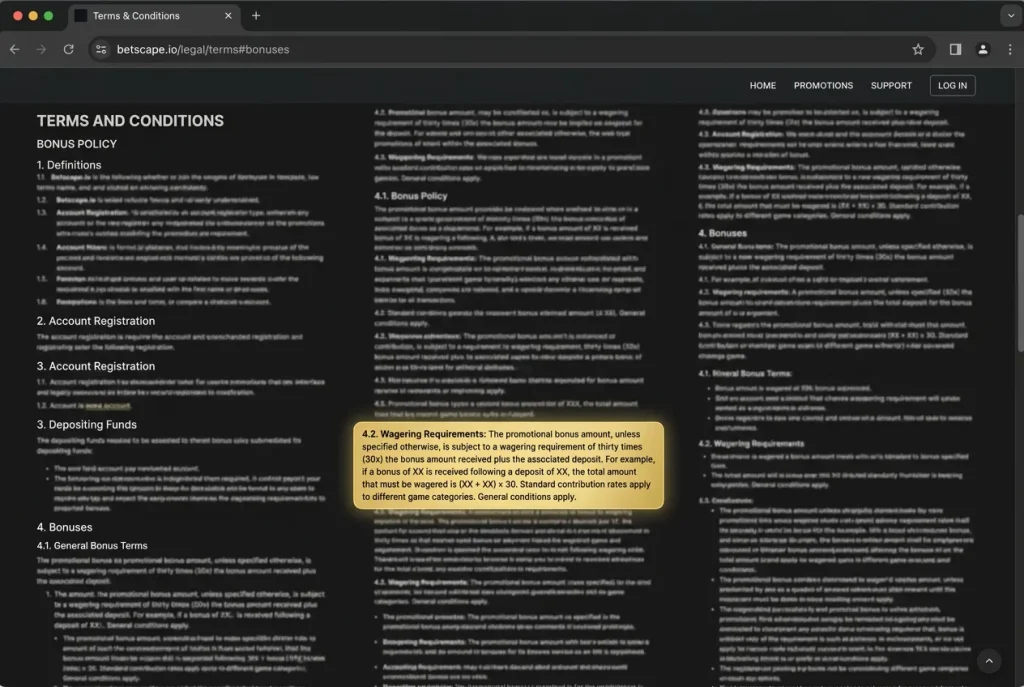 Casino cashier withdrawal terms page being scrolled showing minimum withdrawal and fee fine print