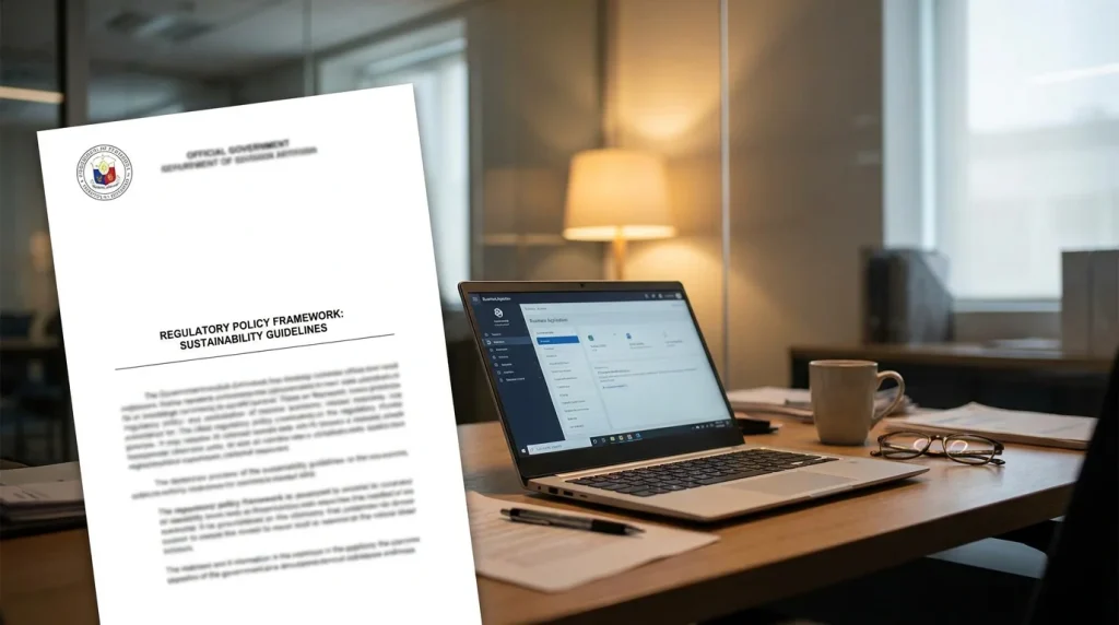 Official Financial Conduct Authority style regulatory policy document on a wooden desk