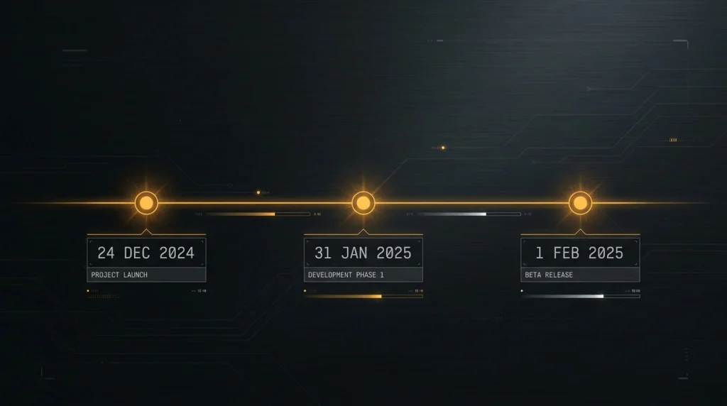 Editorial horizontal timeline showing the key LOK reform milestones from December 2024 to early 2025