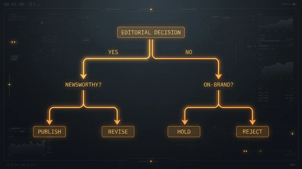 Editorial decision tree showing the path an MGA operator takes when deciding to accept UK players
