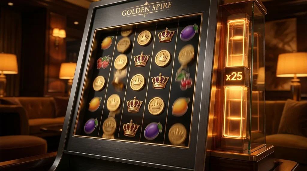 Cascading slot reels with symbols falling and multiplier stack indicator