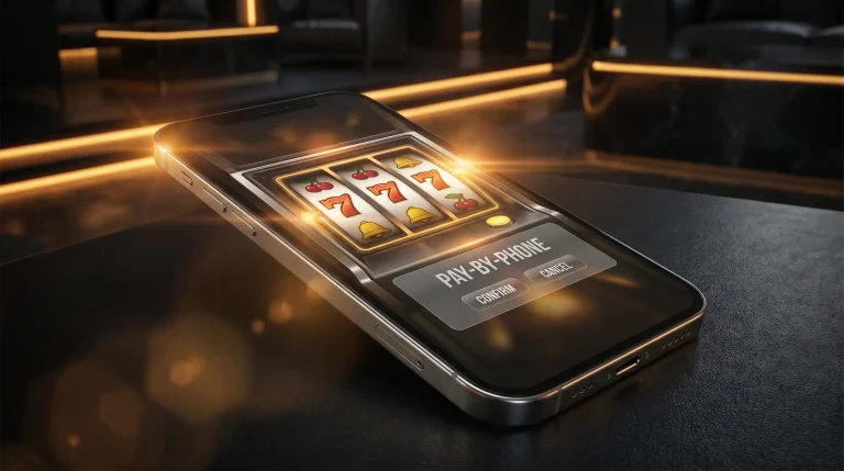 Mobile phone with Boku and slot reels showing phone bill deposit interface
