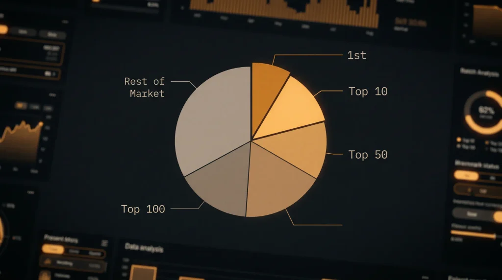 Stylised pie chart showing how a tournament prize pool is distributed across different finishing positions