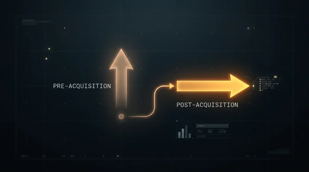 Editorial illustration of a studio output direction shifting under new ownership shown through stacked arrows