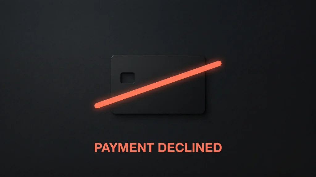 Editorial illustration referencing the UK ban on credit card gambling shown as a struck-through credit card silhouette